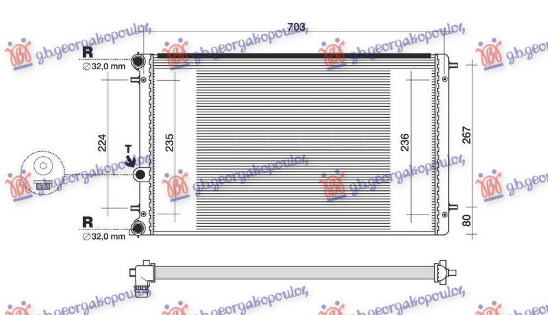 HLADNJAK MOTORA 1.4/1.6i 16V - 1.9 TDI (+/-AC) (65x37.8) (NRF)