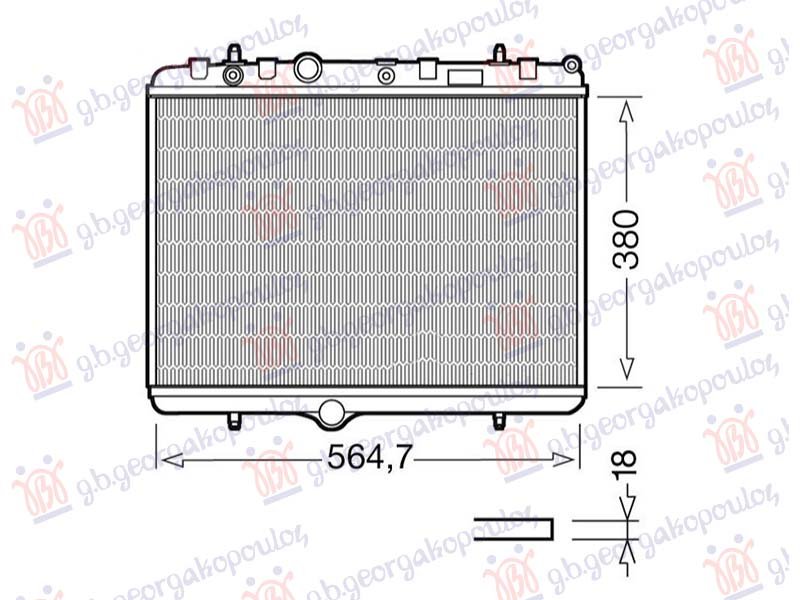 HLADNJAK MOTORA BENZIN-DIZEL (38x55x1.8) SA NOSACEM VENTILATORA (HELLA)