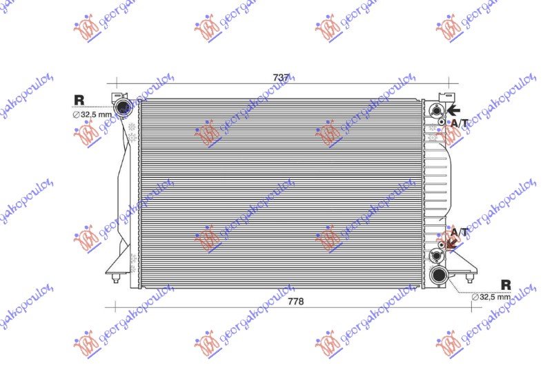 HLADNJAK MOTORA 2.5 TDI DIZEL (AUTOMATSKI) (632x399) (NRF)