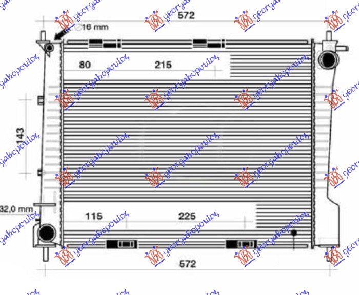 HLADNJAK MOTORA 2.0 BENZIN (+/-AC) (MAN) (492x389) (NRF)