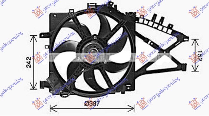 VENTILATOR KOMPLET (1.3/1.7 CDTI DIZEL) (+/-AC) (387mm) (3 PIN) (NISSENS)