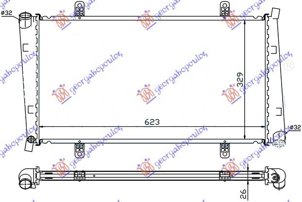 HLADNJAK MOTORA 1.9 DIZEL (622x330x27) 2000-2006 (NRF)
