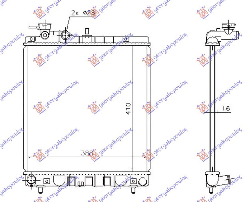 HLADNJAK MOTORA  1.1 12V +/-A/C (41x39.5