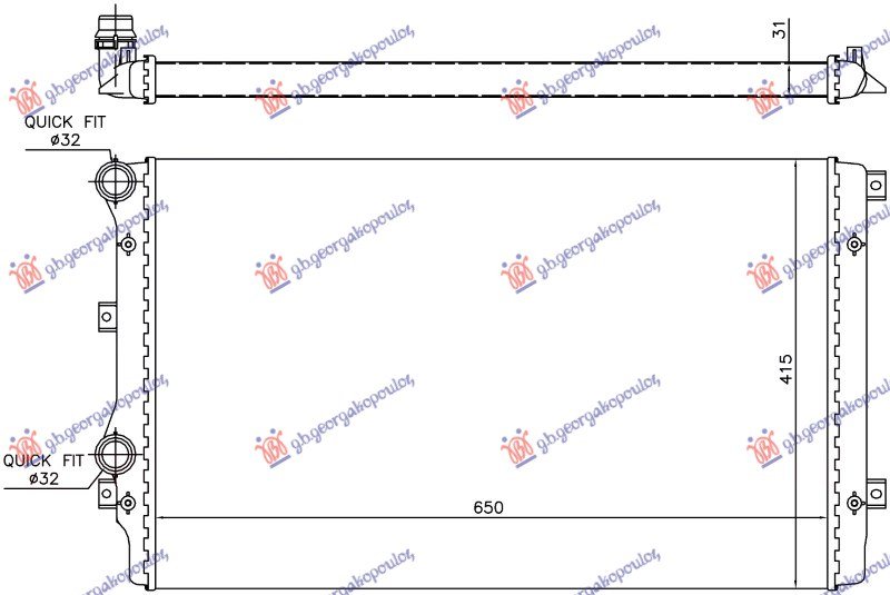 HLADNJAK MOTORA 1.2/1.4/1.6/1.8 Tsi BENZIN - 1.9 TDi DIZEL (650x410) (MEHANICKI SPOJ) (VALEO)