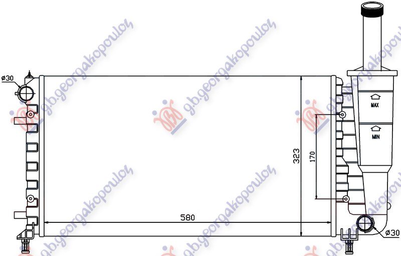 HLADNJAK MOTORA 1.2 8/16V (+/-AC) (58x31.7x18) (MARELLI)