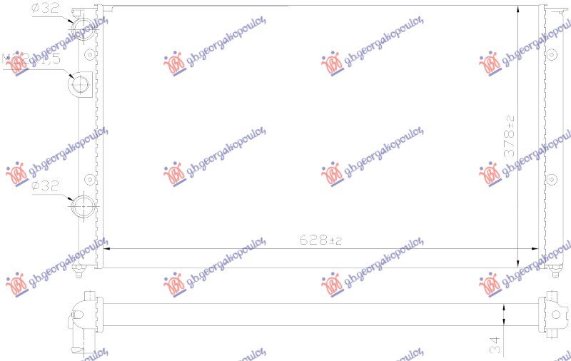 HLADNJAK MOTORA 1.0/1.4 BENZIN - 1.7 DIZEL (628x370) (MEHANICKI SPOJ) (NISSENS)
