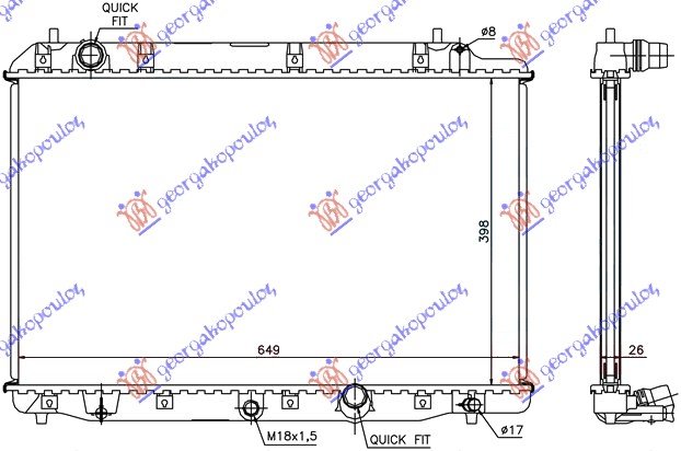 HLADNJAK MOTORA 2.2 CTDi (MAN) (39.5x65x26) (KOYO)