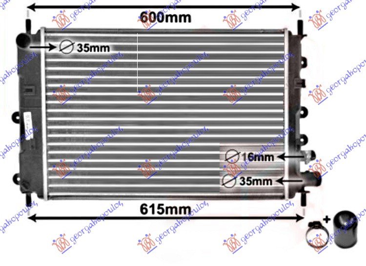 HLADNJAK MOTORA 1.4/1.6/1.8 16V 1.8D (+/-AC) (52.5x36.5)