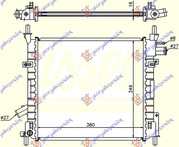 HLADNJAK MOTORA BENZIN (-AC) (380x355) (NRF)