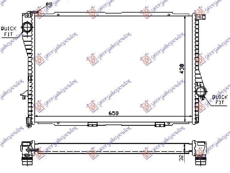 HLADNJAK MOTORA BENZIN (MAN/AUTO) (+/-AC) (65x43.8) (VALEO)