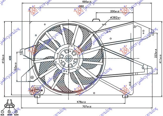 VENTILATOR KOMPLET(JEDAN)1.8-2.0BEN 02-0