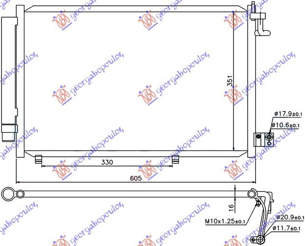 HLADNJAK KLIME BENZIN-1.4TDCi(57.5x36)