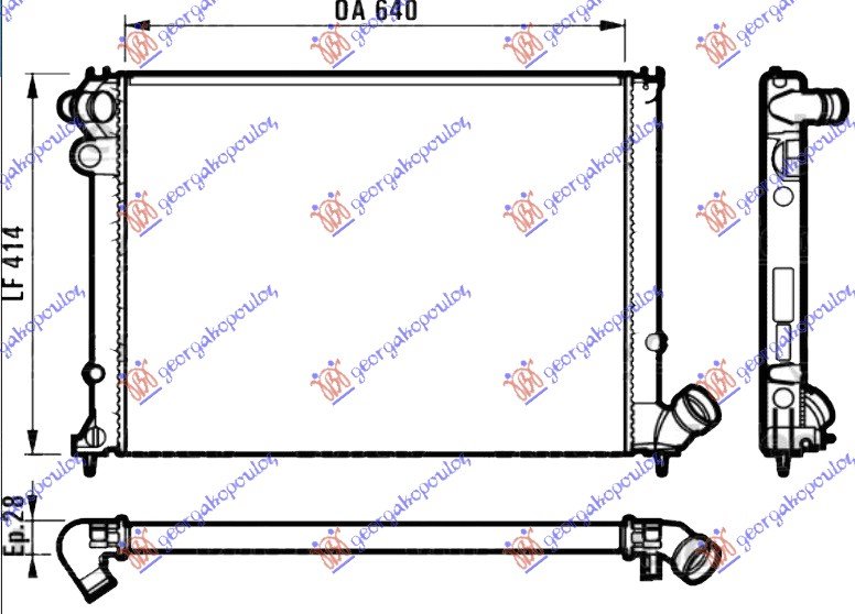 HLADNJAK MOTORA 1.6i 8V 1.8i 8/16V (MAN) (+AC) (64x40) (NRF)