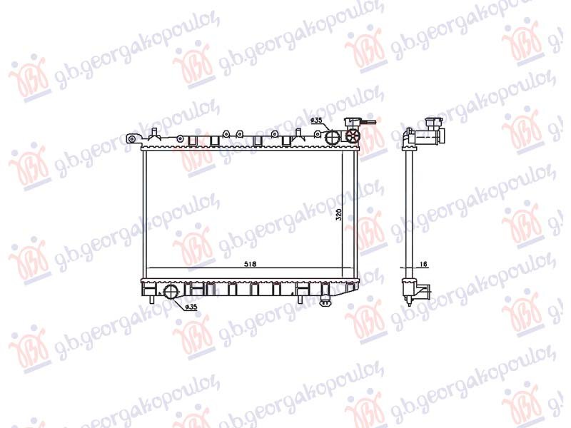 HLADNJAK MOTORA 1.4/1.6 BENZIN (+/-AC) (528x320) (CREVA 35-35) (NRF)