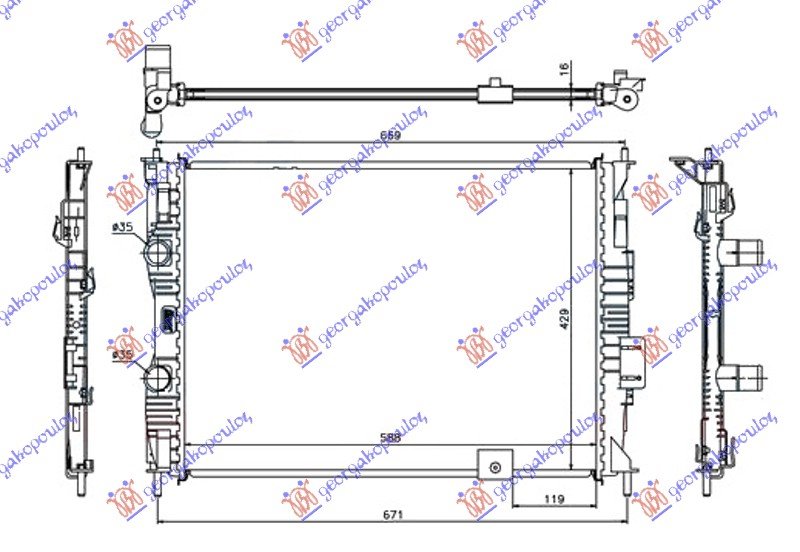 HLADNJAK MOTORA 2.0i 16V +/- A/C (59x45)