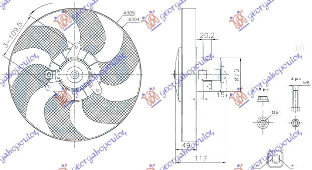 VENTILATOR (MOTOR+ELISA)(32cm)BENZ-DIZEL