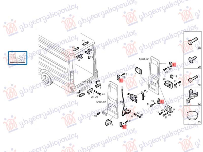 GRANICNIK ZADNJIH VRATA (DUPLA VRATA) (GORNJIDONJI) (LD)