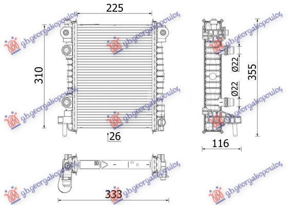 HLADNJAK MOTORA DODATNI 2.0-2.9 BENZIN (225x310x26) (NRF)