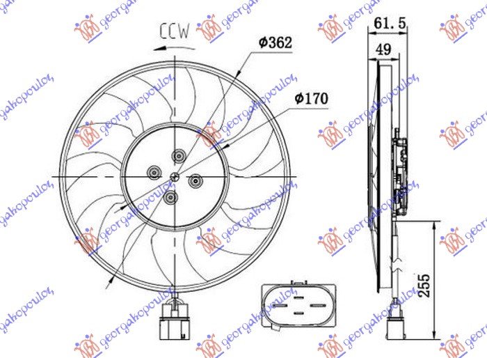 VENTIL.2.0-3.0B 2.0-3.0 D 370mm 4P DESNO