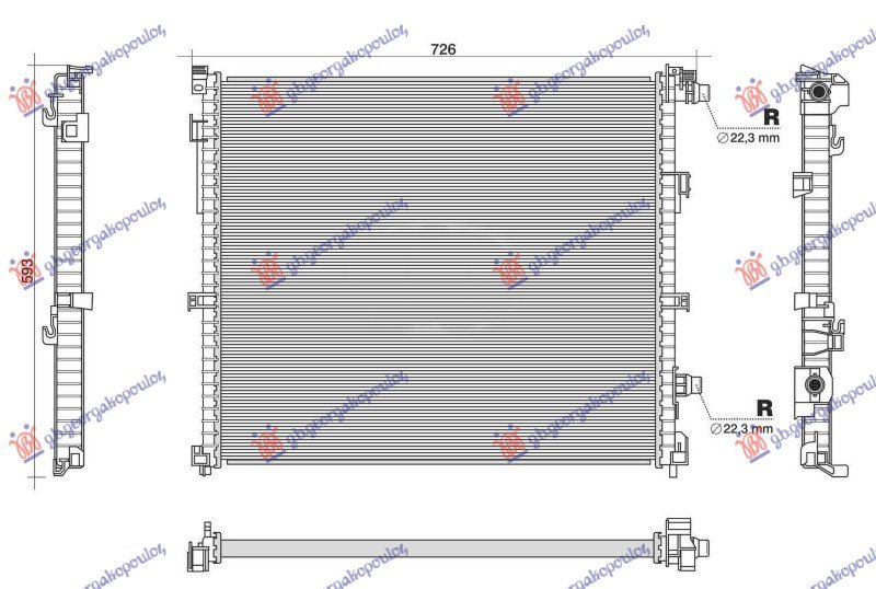 HLADNJAK MOTORA DODATNI 2.0/3.0 DIZEL - 3.0/4.4 BENZIN HIBRID (xDrive) (625x545) (NRF)