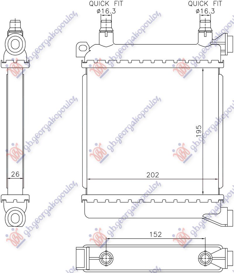 HLADNJAK MOTORA DODATNI 1.5/2.0 BENZIN (202x195) (NRF)