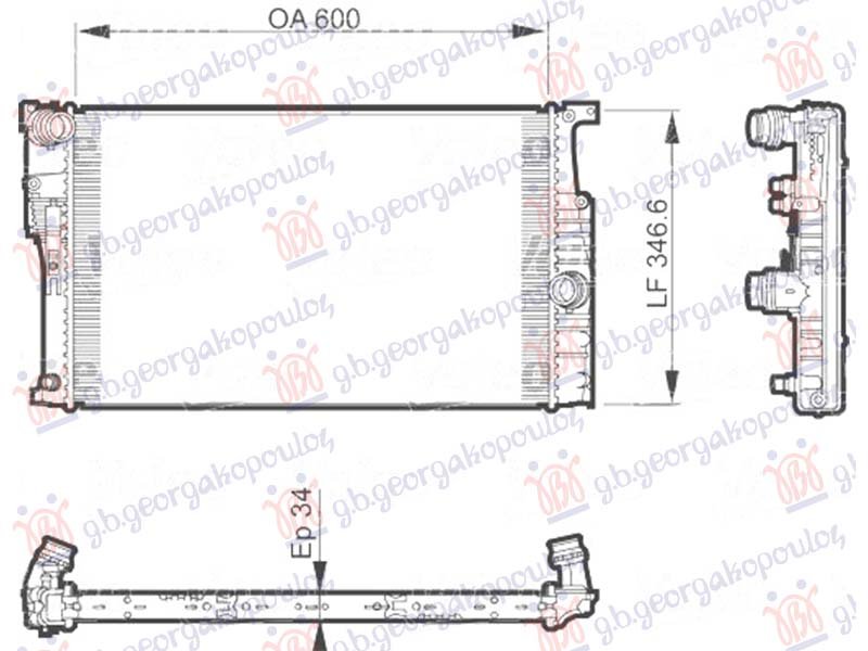 HLADNJAK MOTORA 3.0 (330d) DIZEL (AUTO) (600x330x26) (3 CEVI) (NRF)