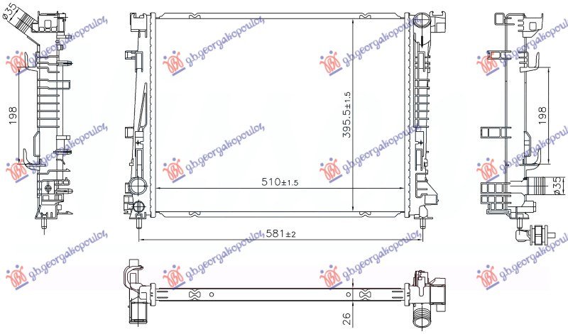 HLADNJAK MOTORA 1.0 BENZIN (AUTO) (510x395) (NISSENS)