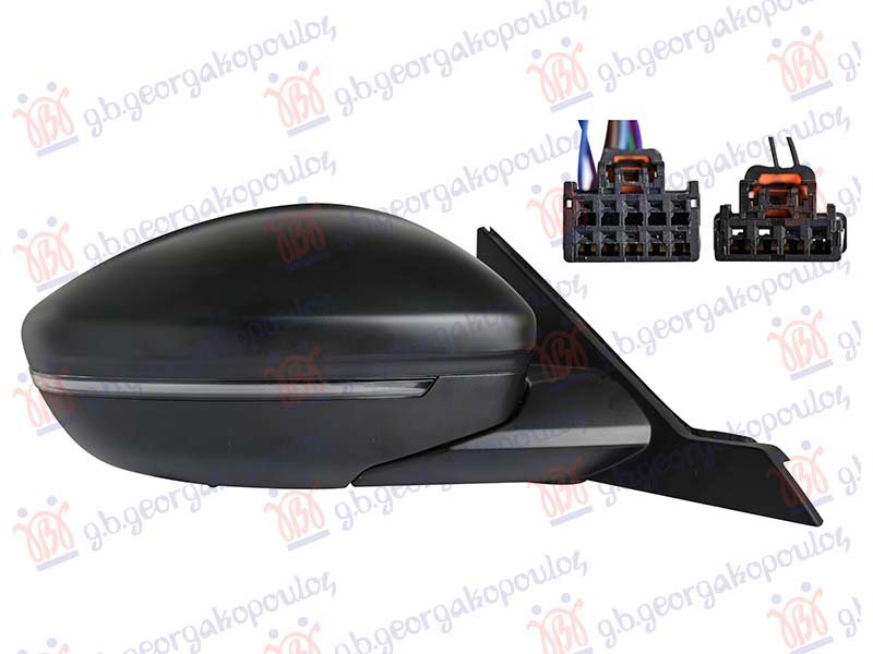 RETROVIZOR ELEKTRICNI SA GREJACEM (ELEKTRO-SKLOPIV) (MIGAVAC) (SVETLO) (SENZOR) (10OTV/6 PIN + 4OTV/2 PIN) (A KVALITET)