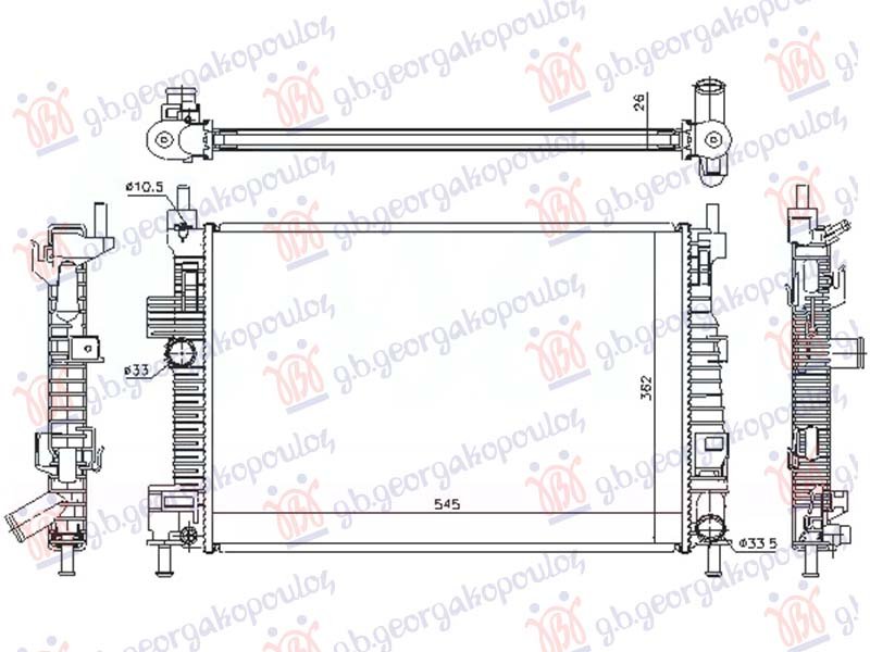 HLADNJAK MOTORA 1.6 TDCi DIZEL (MAN) (545x360x26) (NRF)