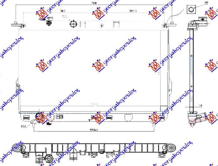 HLADNJAK MOTORA 2.0i/2.4i/2.5i/2.7i BENZIN (400x724) (NRF)