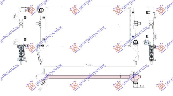 HLADNJAK MOTORA 1.6 DIZEL (650x288x36) SA CEVI