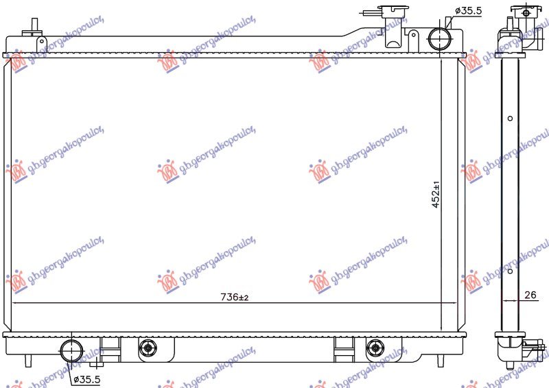 HLADNJAK MOTORA 3.5i 24V (AUTO) (45x72.7x25) (NRF)