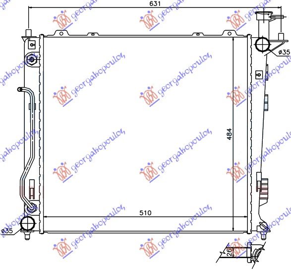 HLADNJAK MOTORA 2.0/2.2 CRDi MAUELNI/AUTO (51x48.3x26) (NISSENS)