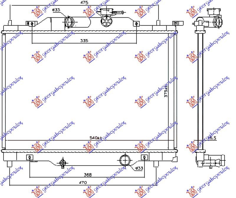HLADNJAK MOTORA 1.5i BENZIN (375x540x16) (NRF)