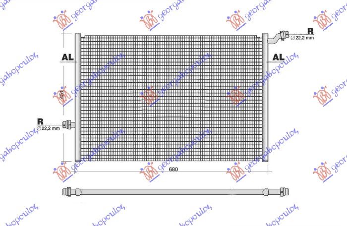 HLADNJAK MOTORA DODATNI 1.6/2.0/2.2/3.0 PETROL - 1.6/2.2 DIESEL (680x445) (NISSENS)