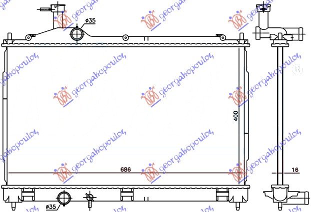 HLADNJAK MOTORA 2.0/2.4/3.0 BENZIN - 2.0 HIBRID (400x690x16) (NRF)