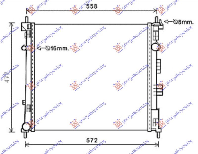 HLADNJAK MOTORA 1.5 DCi DIZEL (490x460x27) 13- (KOYO)