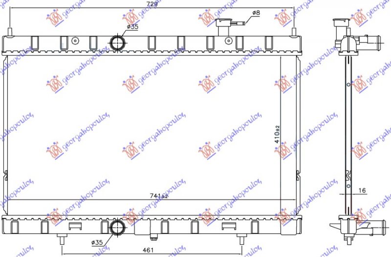 HLADNJAK MOTORA 2.0/2.5 16v BENZIN (410x741x16) (NRF)