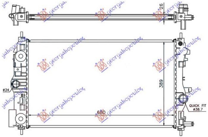 HLADNJAK MOTORA 1.7/2.0 DIZEL (680x395) (NRF)
