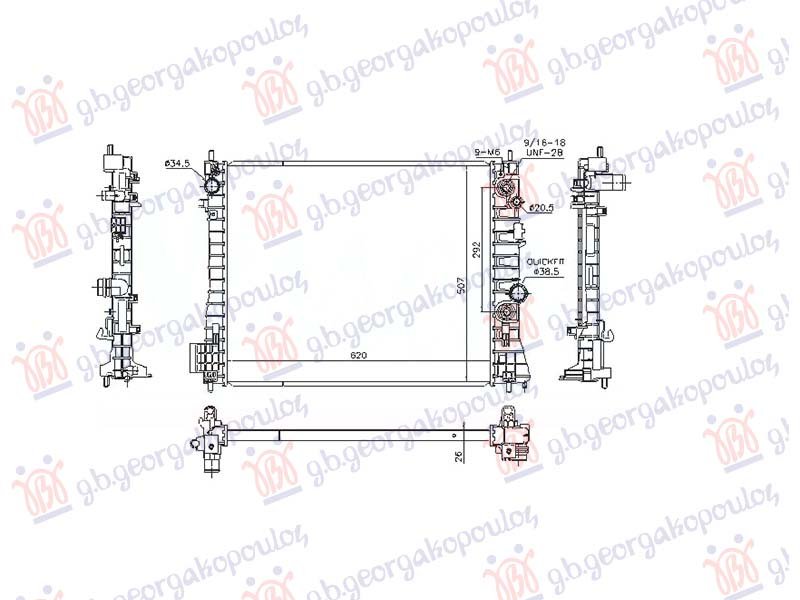 HLADNJAK MOTORA 1.7 DTi/CDTi DIZEL (AUTO) (620x510x26) (NRF)