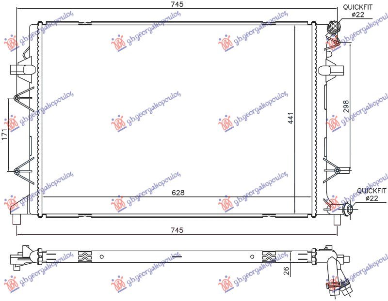 HLADNJAK MOTORA DODATNI 2.0 TDi DIZEL (630x440x26) (NRF)