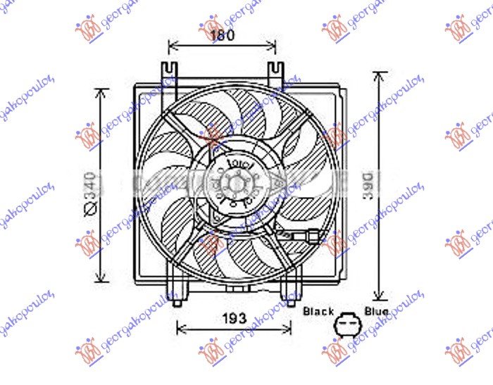 VENTILATOR KOMPL. 2.5 TURBO (342mm) 2PIN