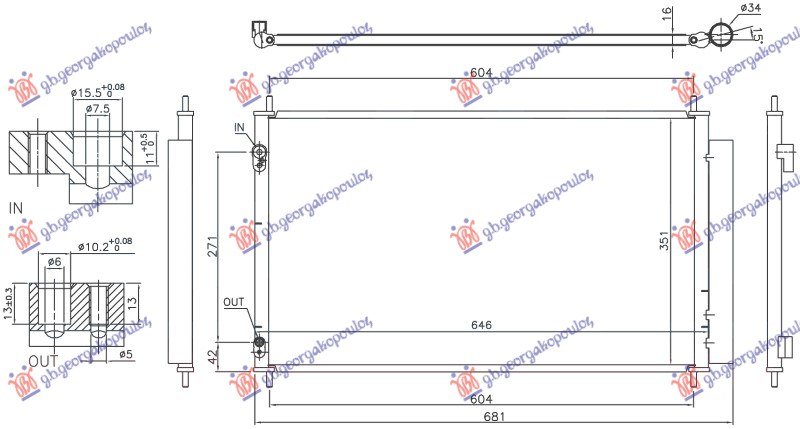 HLADNJAK KLIME 1.5 HIBRID BENZIN (600x355x16) (KOYO)