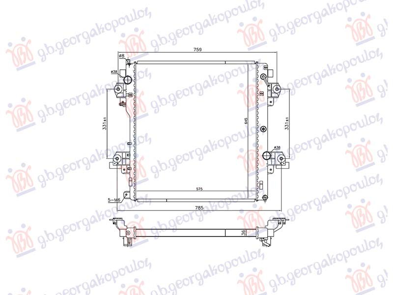 HLADNJAK MOTORA 3.0 D4-D DIZEL (AUTO) (570x650x36) (NRF)