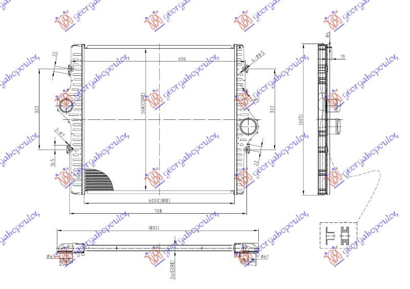 HLAD. INTERKULERA 2.8 DIZEL (600x568x24)