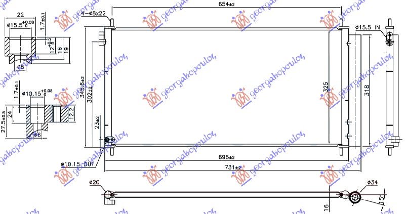 HLADNJAK KLIME 2.0 D4D DIZEL (696x325x16) (NISSENS)