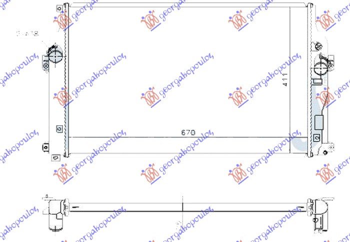 HLADNJAK MOTORA 2.0/2.2 D4D DIZEL (MAN) (670x410x26) (KOYO)